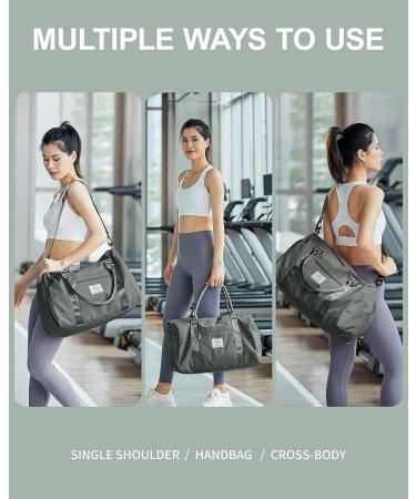 Womens Mens Gym Bag with Shoe Compartment & Wet Pocket - Large Waterproof Duffel for Travel, Sports, Gym, Yoga - Dark Green - Buy Online on SooperMarket.com