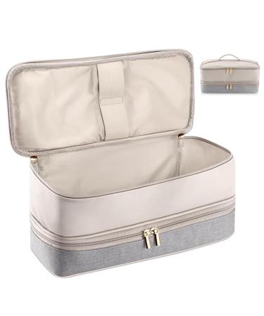 Hair Dryer Bag Dual Layer Hair Dryer Case Waterproof Zippered Blow Dryer Bag with Top Handle Portable 15.4x5.5x5.5in Hair Dryer Travel Bag Hair Tools Organiser
