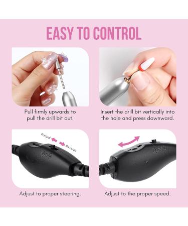Saviland Portable Electric Nail Drill Machine - 20000 RPM USB Nail File Kit for Manicure Home Salon Use - Includes 7 Nail Drill Bits and 51 Sanding Bands - Silvery - Buy Online on SooperMarket.com