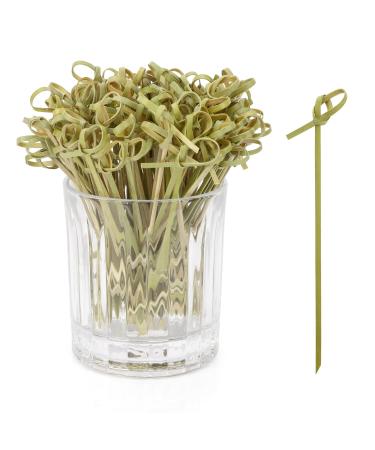 Cocktail Toothpicks For Appetizers 100pcs 4.9" Cocktail Picks Bamboo Toothpicks Bamboo Skewers For Appetizers Long Toothpicks For Appetizers For Parties Charcuterie Boards Accessories Bar Accessories Knot 100pcs