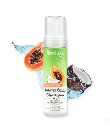 TropiClean Papaya Waterless Shampoo for Pets, 7.4oz - Made in USA - Moisturizing Waterless Shampoo for Dogs & Cats - Nourishes Dry Skin - Sweet Papaya & Coconut Scent - No Rinsing Required