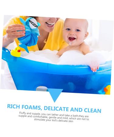 4 Pcs Baby Loofah Bath Scrubbers - Soft & Safe Bathing Supplies | Shower Scrubber & Spa Bath Sponge for Babies - Buy Online on SooperMarket.com