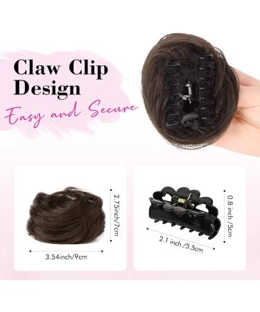 REECHO 2 PCS Mini Claw Clip in Messy & Cat Ears Hair Bun Extensions Wig Accessory Updo Hairpieces for Women Girls (Pack of 2-3.5" Wavy Deep Brown) Pack of 2 - 3.5" Wavy Deep Brown - Buy Online on SooperMarket.com