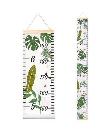 MHJY Height Chart for Kids Height Measure Wall Chart Child Growth Chart Wooden Ruler 7.9'' x 79'' Canvas Height Measurement Hanging Wall Decor for Baby Girls Boys Toddler Bedroom Nursery Tropical Jungle