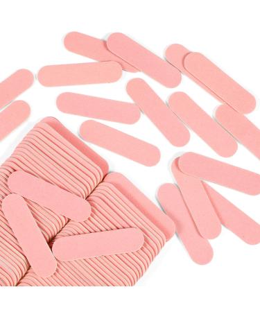 JSRQT 100 Mini Nail Files Double Sided Mini Nail Files Bulk Nail Buffer for Women Girls Fingernail Acrylic Nail File Set Emery Board Professional Nail Files 180/240 Grit Manicure Tool (Pink)