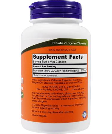Now Foods Bromelain 2400Gdu/500mg 120 Vcaps - Pack of 2 | Digestive Enzyme Supplement - Buy Online on SooperMarket.com