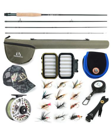 M MAXIMUMCATCH Maxcatch Extreme Fly Fishing Combo Kit 3/5/6/8 Weight, Starter Fly Rod and Reel Outfit, with a Protective Travel Case 5wt 90 4pc Rod,5/6 Reel