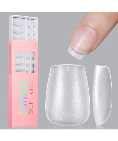 AILLSA Extra Short Coffin Nail Tips - Upgraded Matte Soft Gel Full Cover Nail Tips No Filed, Preshaped Acrylic False Gelly Nail Tips for Mothers Day DIY Press On Nails 240PCS 15 Sizes With Gift Box