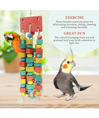 MQUPIN Bird Chewing Toy for Small Parrots - Multicolored Wooden Blocks - Ideal for Cockatiels & African Greys (S-20 inch) - Buy Online on SooperMarket.com