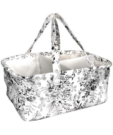 Stitch Happy Yarn Caddy - Storage Basket for Knitting and Crochet Supplies - Art Storage and Organization Floral