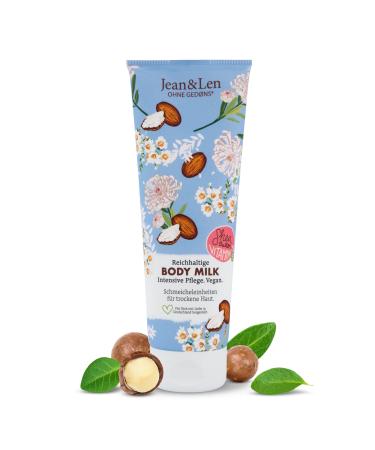 Jean & len rich body milk with shea butter cares for dry skin intensively & is skin -friendly without parabens silicones mineral oil & microplastics vegan 250 ml 250 ml (1 Pack)