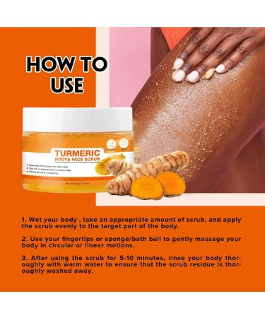 Turmeric Body Scrub Body Scrub Exfoliator Turmeric Exfoliating Body Scrub Face Scrub Turmeric Salt Scrub Dark Spots Exfoliating Body Scrub Brightening Body Scrub for Deep Cleansing Moisturizing - Buy Online on SooperMarket.com