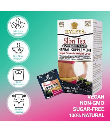 Hyleys Slim Tea Blackberry - 25 Foil Bags | Herbal Weight Loss Tea - Buy Online on SooperMarket.com