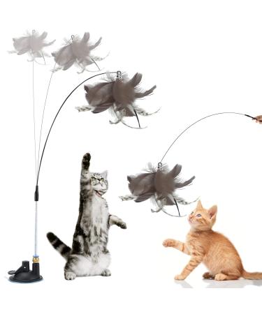 Sunshine smile cat toys set cat toys pack interactive cat toys springs cat toys pets pets treat treat dog cat (a-brown feather)