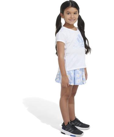 adidas Girls Short Sleeve Tee & French Terry Pleated Skort Set 6X - White | Shop Now - Buy Online on SooperMarket.com