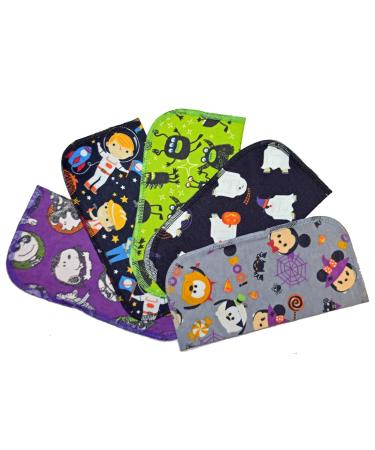 1 Ply Printed Flannel 9x9 Inches Little Wipes Set of 5 Fun Characters Halloween