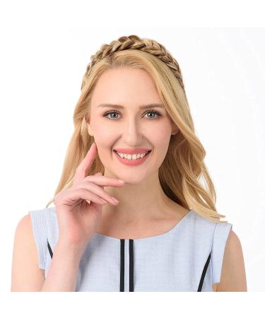 DIGUAN Messy Wide 2 Strands Synthetic Hair Braided Headband in Dark Brown - Classic Chunky Plaited Braids Hairpiece for Women and Girls - 62g/2.1 oz - Buy Online on SooperMarket.com