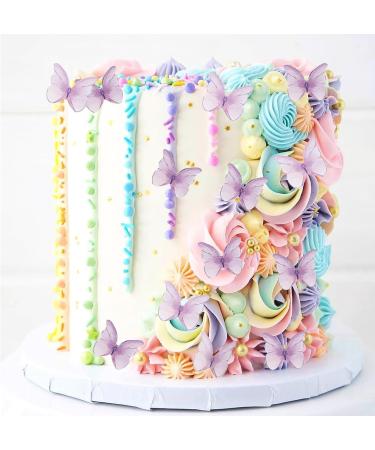 Alegre Edible Butterflies for Cake - 48 Purple Cupcake Toppers & Cake Decorations | Perfect for Birthdays Weddings & Baptisms - Buy Online on SooperMarket.com