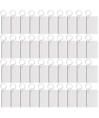 Duufin 120 Pieces Rectangle Sublimation Keychain Blanks Double Side Heat Transfer Blanks MDF Blank Board Key Rings Blanks for Sublimation DIY and Craft