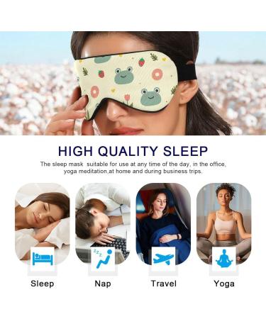 Haskirky Light Blocking Eye Mask - Adjustable for Adults, Perfect for Travel, Yoga, and Deep Sleep - Cute Cartoon Frog Design - Buy Online on SooperMarket.com