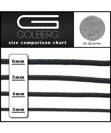 Golberg Premium Polyester Accessory Cord - USA Made Smooth Braid, Minimal Stretch Rope - 6mm x 50 Feet - Compact & Lightweight Black Cord - Buy Online on SooperMarket.com