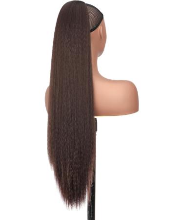 PORSMEER 30 Inch Yaki Straight Drawstring Ponytail Clip In Extensions for Women Kinky Straight Pony Tail Extensions Hair Extensions Ponytail (Dark brown) - Buy Online on SooperMarket.com