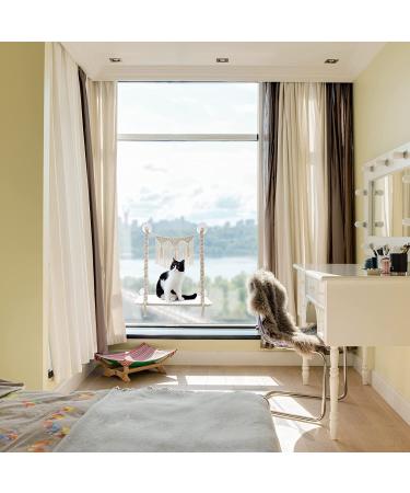 Dahey Cat Window Perch Macrame Hammock for Indoor Cats - Wall Mounted Boho Pet Resting Seat with Suction Cups - Holds up to 45 lbs - Space Saving Sunny Swing Shelf - Perfect Gift - Buy Online on SooperMarket.com