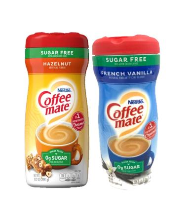 Coffee-Mate Sugar-Free Powder Coffee Creamer Combo (French Vanilla and Hazelnut) 2 Count (Pack of 1)
