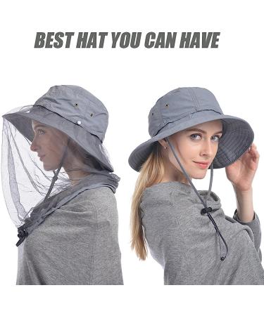 USHAKE Safari Hat with Hidden Net Mesh - Grey | Sun Protection Bucket Hat for Outdoor Activities - Buy Online on SooperMarket.com