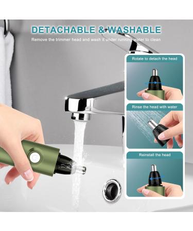 Imoebel 3-in-1 Nasal Hair Trimmer with LED Display | Double Cutting Blades for Nose Ear Eyebrow & Face Hair | Unisex Hair Cutter in Green - Buy Online on SooperMarket.com