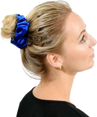 2 PCS Premium Large Royal Blue Velvet Hair Scrunchies for Women, Girls, and Kids - Updo Ponytail Holder Bands - Buy Online on SooperMarket.com