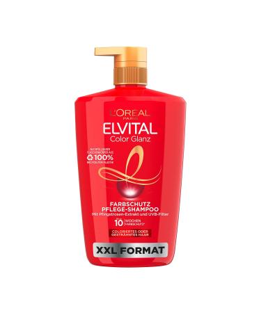 L'Or al Paris Elvital XXL Color protection shampoo for colored tinted or scanted hair with peony extract and UVA/UVB filter color gloss care shampoo 1 x 1000 ml 1000 ml (1 Pack)