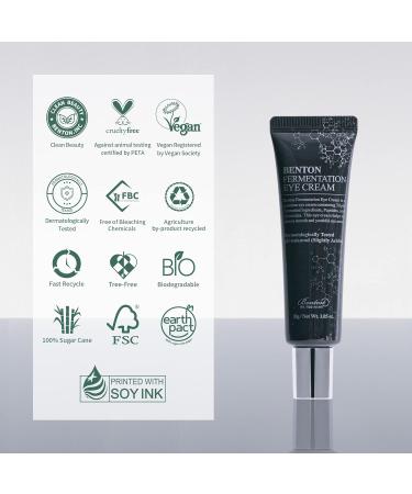 BENTON Fermentation Eye Cream - Anti-Wrinkle Treatment for Dark Circles & Puffiness (1.05 oz) - Galactomyces & Bifida Ferment - Buy Online on SooperMarket.com