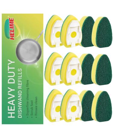 Dishwand Refills Sponge Heads, Dish Wand Refill Non Scratch Replacement, Heavy Duty Scrub Dots Brush Dispenser, Soap Dispensing Scrubbers, Dishwashing Cleaning Supplies Kitchen Sink Dishwasher Tool 12Pack