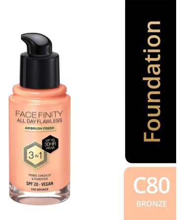 Max Factor Facefinity 3-in-1 All Day Liquid Foundation SPF 20 - 80 Bronze 30ml - Buy Online on SooperMarket.com