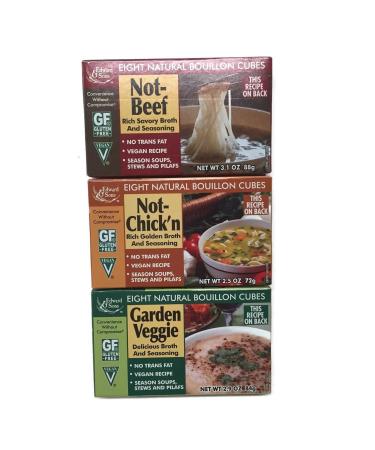Not-Beef + Not-Chick'n + Garden Veggie Edward & Sons Bouillon Cubes, Variety Set 1 of Each