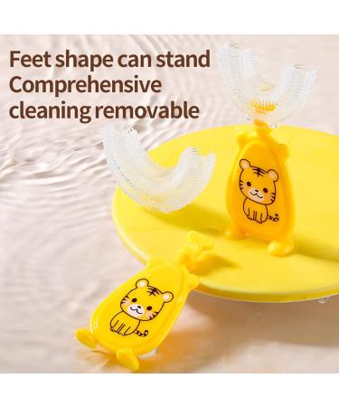 JENPECH Cartoon Kids U-Shaped Toothbrush - Food Grade Soft Silicone Brush Head 360 Oral Teeth Cleaning Design for Toddlers and Children 2-7Years/8-12Years Yellow 2-7Years - Buy Online on SooperMarket.com