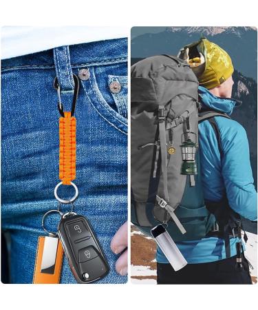 Viviihoo Paracord Keychain Set - 3 pcs Black Orange Camouflage | Carabiner Hooks & Braided Lanyard for Camping Hiking & Survival - 15.6cm - Buy Online on SooperMarket.com