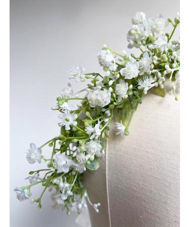 June Bloomy Bridal Flower Crown - Rose Floral Headband for Women - Maternity Photo Prop/Baby Shower - White Leaf Hair Wreath - Buy Online on SooperMarket.com