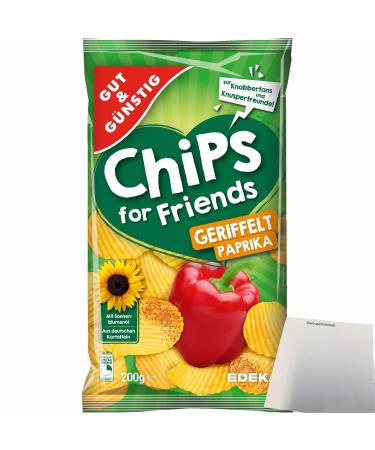 Good&Cheap Paprika Chips for Friends ribbed potato chips (200g pack) + usy block