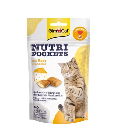 Gimcat Nutri Pockets Cheese - Crispy cat snack with creamy filling and functional ingredients - 1 bag (1 x 60 g) 60 g (1 Pack) cheese