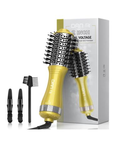Travel Blow Dryer Brush Dual Voltage Compact 10-Inch Mini Hot Air Brush Portable and Travel-Friendly Styling Tool 2 Inch Oval One Step Hair Dryer and Volumizer