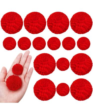 Syhood 30 Pcs Yarn Pom Poms Set Includes 20 Pcs 1 Inch Pompoms 10 Pcs 1.5 Inches Pompom Balls for Christmas Crafts White Red Fluffy Pompom Balls for Xmas Party Decor Costume DIY Supplies (Red)