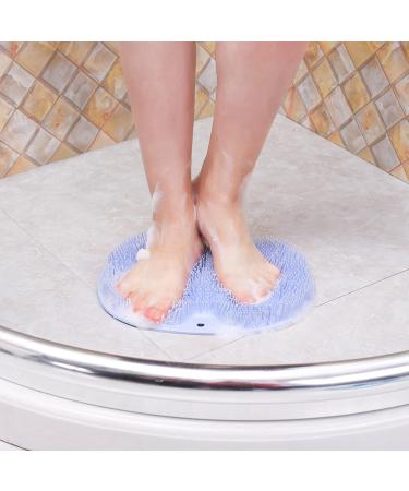 Hands-Free Foot & Back Scrubber for Shower - Multifunctional Body Brush with Suction Cup - Exfoliates, Massages, Non-Skid Mat (Blue) - Bathroom Scrubber - Buy Online on SooperMarket.com