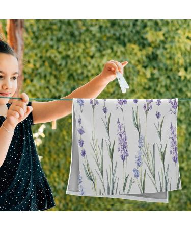 Blueangle Watercolor Lavender Print Hand Towels - Set of 2, 14.4 x 28.3 inches - Decorative Guest Towels for Bathroom, Spa, Gym - Buy Online on SooperMarket.com