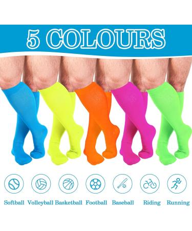 10 Pairs Plus Size Neon Over The Calf Socks | Extra Wide Knee High Socks for Diabetic & Lymphedema | Unisex Athletic Socks in 5 Colors - Buy Online on SooperMarket.com