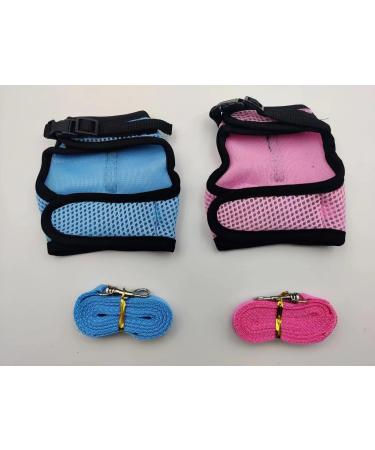 Adjustable Soft Rabbit Dishes & Mesh Harness - Outdoor Care for Small Pets (M Blue Pink) - Buy Online on SooperMarket.com