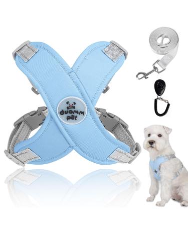 Dog harness Small dogs no pull safety tableware breastware anti -train reflective soft breastware dog harnesses dog leash for small medium -sized dogs (blue -l) l blue
