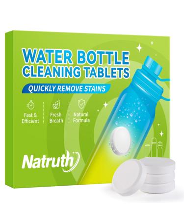 NATRUTH Water Bottle Cleaning Tablets 20Pack Bottle Clean Tablet Individually Packed for All Stainless Steel Plastics and Glass Drinking Containers