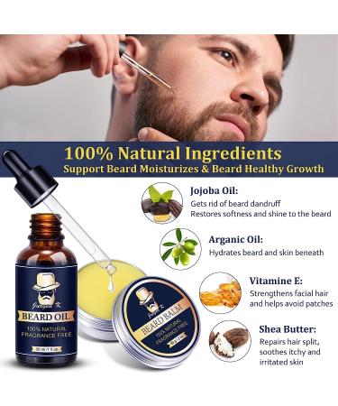 Jurgen K Beard Grooming Kit for Men - Beard Oil, Balm, Brush, and Comb Set - Buy Online on SooperMarket.com